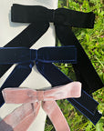 Long Velvet Bow - Black, Navy, Pink