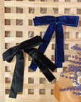 Long Velvet Bow - Black, Navy, Pink