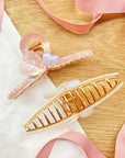 Premium Marbled Heart Clips - Cream, Pink