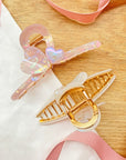 Premium Marbled Heart Clips - Cream, Pink