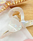 Premium Marbled Heart Clips - Cream, Pink