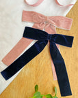 Long Velvet Bow - Black, Navy, Pink