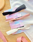 Cute Small Ribbon Side Clip - White, Black, Pink